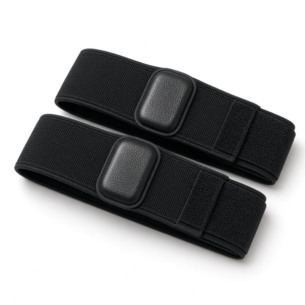 Due fascie nere GMP HOMIE per il tendine rotuleo con cuscinetto in silicone